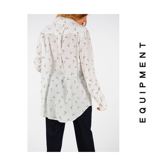 Equipment  Martini print 100% silk Blouse L - Picture 3 of 7